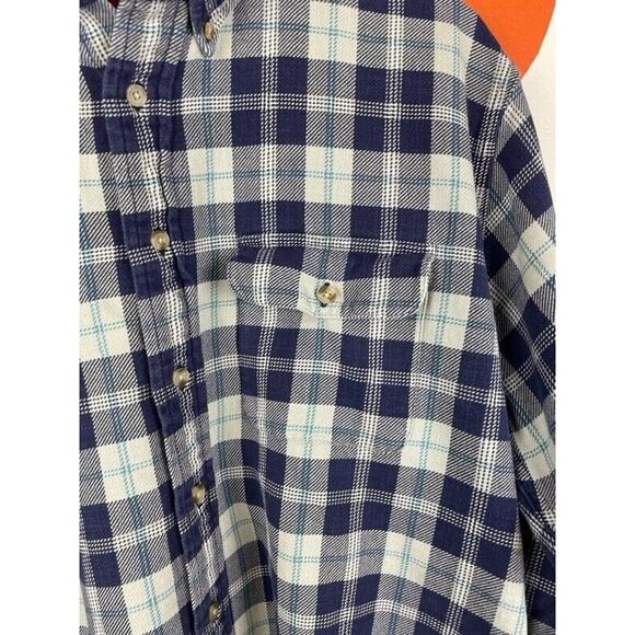 Saddlebreed Flannel Plaid Shirt Mens Large Button Down Blue Check Pocket Cotton - Picture 2 of 7